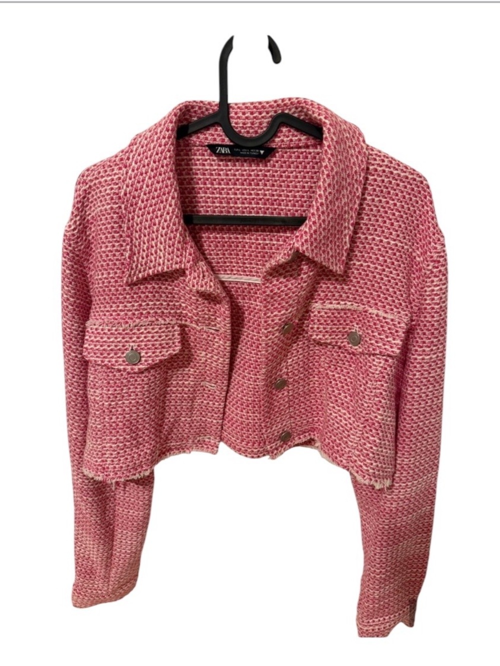 Zara Pink Cropped Tweed Jacket - Picture 2 of 12